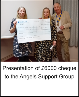 Presentation of £6000 cheque to the Angels Support Group